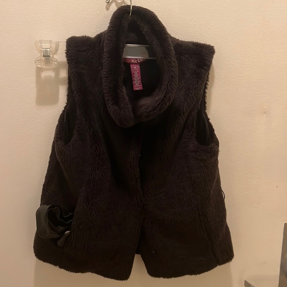Worn 2 times, black girls kids west fleece with black belt and buttons
